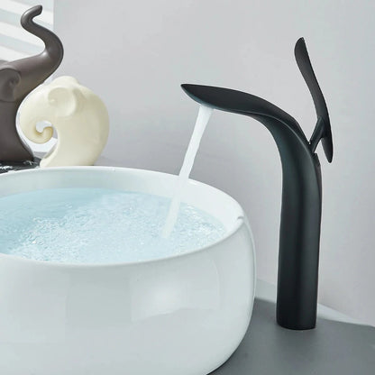 Verthara Minimalist Single Handle Bathroom Faucet – Deck Mounted Sink Tap with Hot and Cold Water Mixer in Polished Chrome