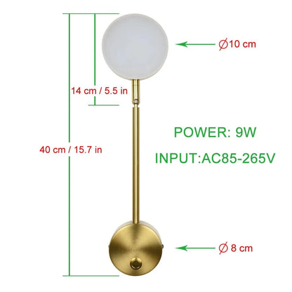 Verthara Modern 9W LED Wall Lamp with Built-in Switch – Minimalist Wall Lights and Sconce for Bedroom and Indoor Use