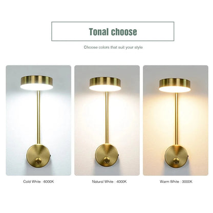 Verthara Modern 9W LED Wall Lamp with Built-in Switch – Minimalist Wall Lights and Sconce for Bedroom and Indoor Use