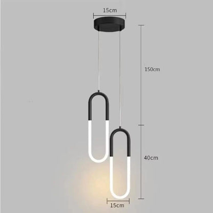Verthara Modern Adjustable Black Pendant Light – Sleek LED Hanging Light Fixture for Living Room and Bedroom Decor Black 40cm 2head / Warm White