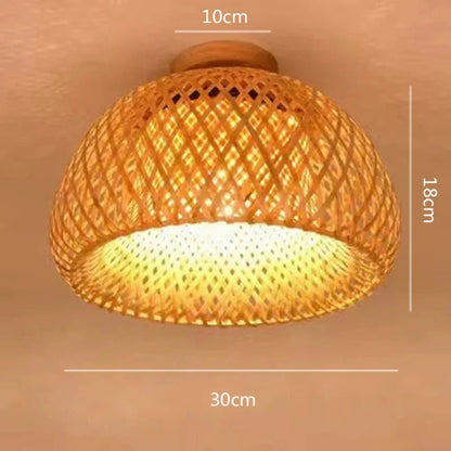 Verthara Modern Bamboo Ceiling Light Fixture – Hand-Woven E27 Pendant Lamp for Home and Tea Room Decor, Natural Aesthetic, 30cm-45cm Diameter