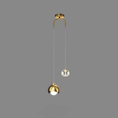 Verthara Modern Black Crystal Pendant Light – Elegant Hanging Lamp for Bedroom and Living Room Decor A Style-Gold / Warm light
