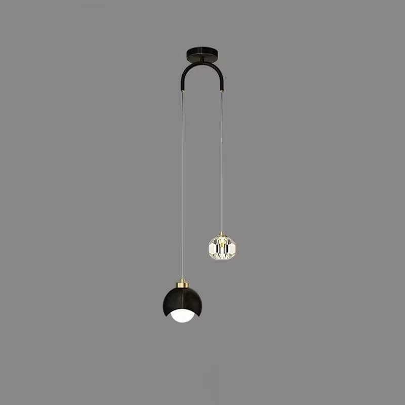 Verthara Modern Black Crystal Pendant Light – Elegant Hanging Lamp for Bedroom and Living Room Decor A Style-Black / Warm light