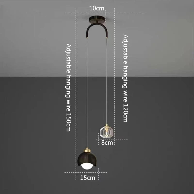 Verthara Modern Black Crystal Pendant Light – Elegant Hanging Lamp for Bedroom and Living Room Decor