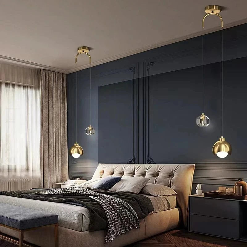 Verthara Modern Black Crystal Pendant Light – Elegant Hanging Lamp for Bedroom and Living Room Decor