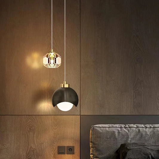Verthara Modern Black Crystal Pendant Light – Elegant Hanging Lamp for Bedroom and Living Room Decor