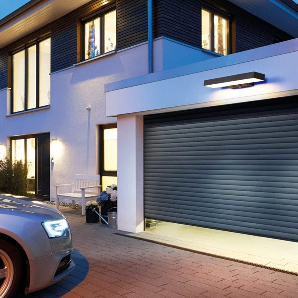 Verthara Modern Black LED Outdoor Wall Lights with Motion Sensor and Dusk-to-Dawn Feature - Weather-Resistant Sconce for Entryway and Garage