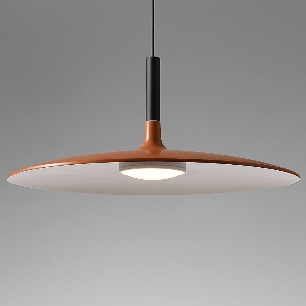 Verthara Modern Black Pendant Light – Nordic UFO Hanging Light for Kitchen and Dining Room, LED Ceiling Fixture Orange / Cold White