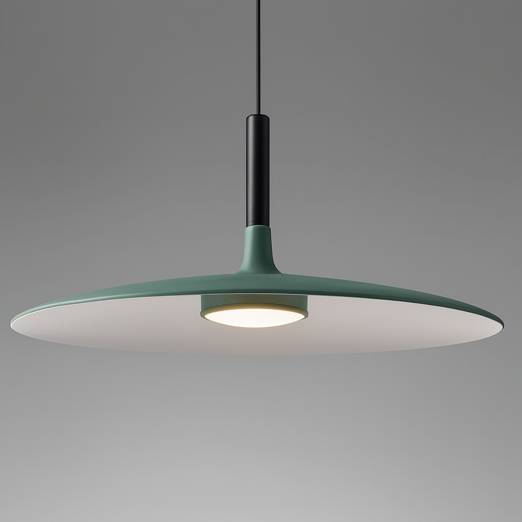 Verthara Modern Black Pendant Light – Nordic UFO Hanging Light for Kitchen and Dining Room, LED Ceiling Fixture Green / Cold White
