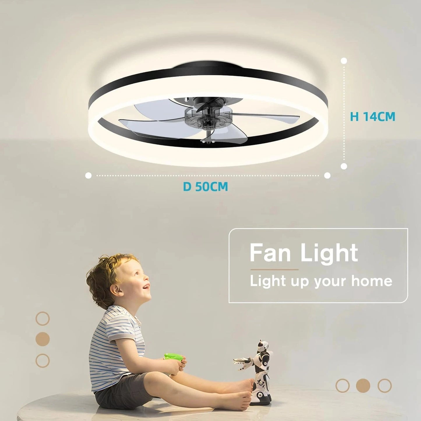 Verthara Modern Ceiling Fan with Dimmable Light and Remote Control – 52-Inch Blade Span, Energy Efficient Design for Living Room