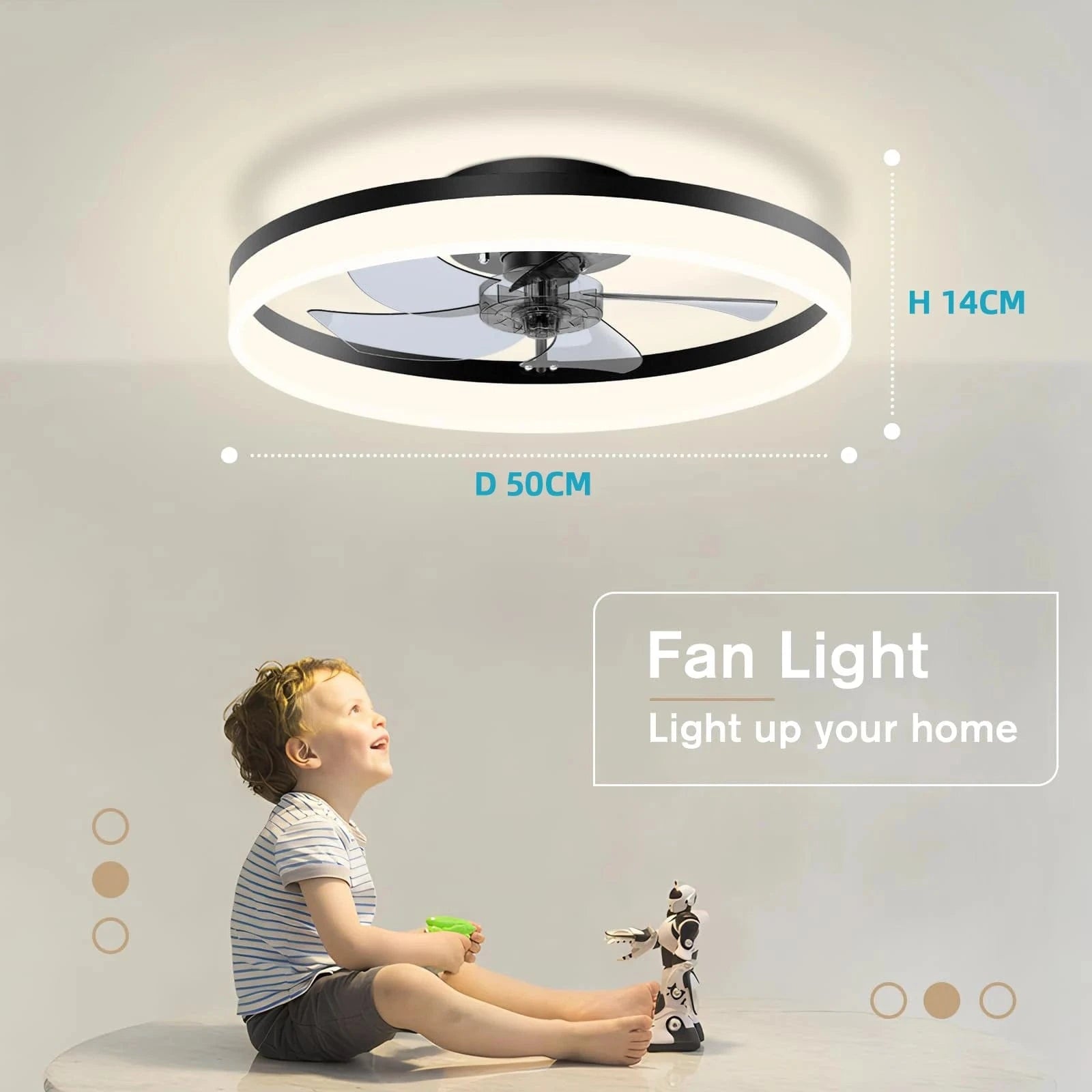 Verthara Modern Ceiling Fan with Dimmable Light and Remote Control – 52-Inch Blade Span, Energy Efficient Design for Living Room