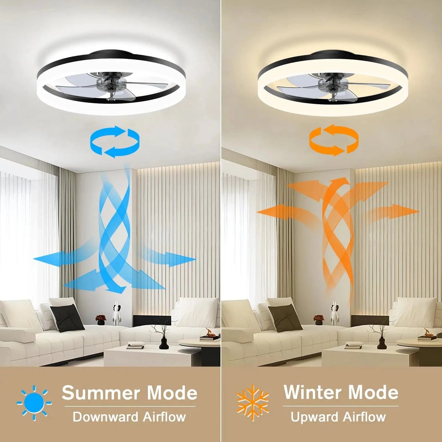 Verthara Modern Ceiling Fan with Dimmable Light and Remote Control – 52-Inch Blade Span, Energy Efficient Design for Living Room