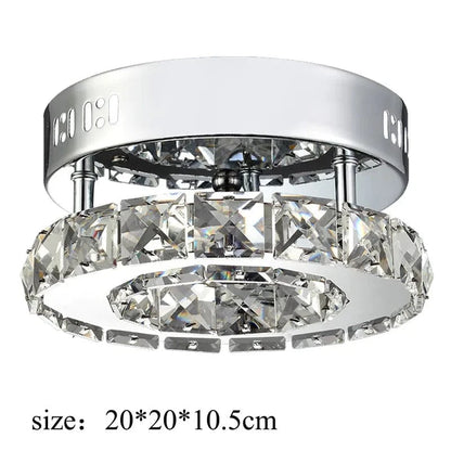 Verthara Modern Crystal LED Flush Mount Ceiling Light Fixture – Elegant Silver Design for Living Room and Hotel Lobby