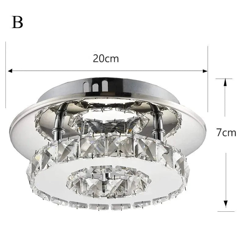 Verthara Modern Crystal LED Flush Mount Ceiling Light Fixture – Elegant Silver Design for Living Room and Hotel Lobby