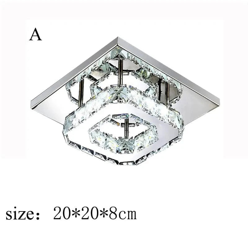 Verthara Modern Crystal LED Flush Mount Ceiling Light Fixture – Elegant Silver Design for Living Room and Hotel Lobby