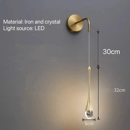 Verthara Modern Crystal Wall Lamp - LED Wall Sconce for Bedroom and Living Room, Plug-in Design with Pull Switch and Warm White Light Warm White (2700-3500K) / B gold