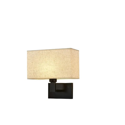 Verthara Modern Fabric Wall Lamp E27 LED – Stylish Indoor Wall Light with Square Design for Bedroom and Aisle Black Beige