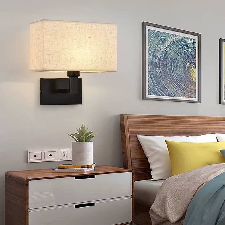 Verthara Modern Fabric Wall Lamp E27 LED – Stylish Indoor Wall Light with Square Design for Bedroom and Aisle