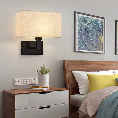 Verthara Modern Fabric Wall Lamp E27 LED – Stylish Indoor Wall Light with Square Design for Bedroom and Aisle