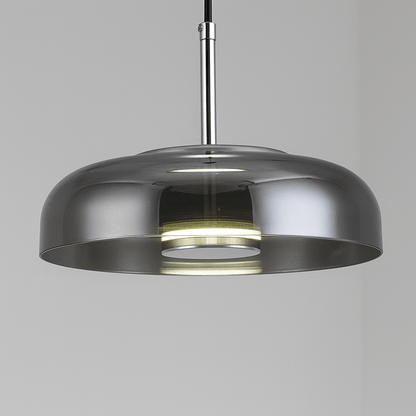 Verthara Modern Glass Pendant Light for Kitchen and Home – LED Hanging Light in Gray and Brown Finish Smoky gray / Warm Light
