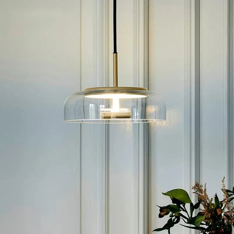 Verthara Modern Glass Pendant Light for Kitchen and Home – LED Hanging Light in Gray and Brown Finish
