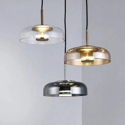 Verthara Modern Glass Pendant Light for Kitchen and Home – LED Hanging Light in Gray and Brown Finish