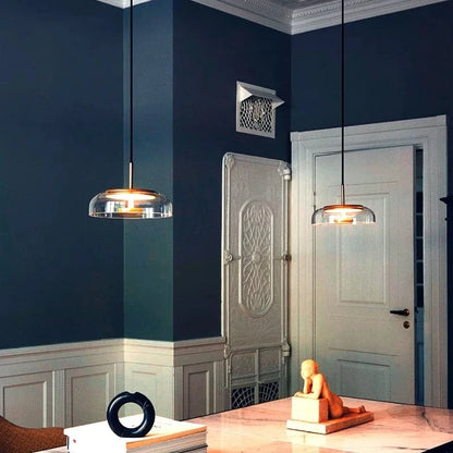 Verthara Modern Glass Pendant Light for Kitchen and Home – LED Hanging Light in Gray and Brown Finish