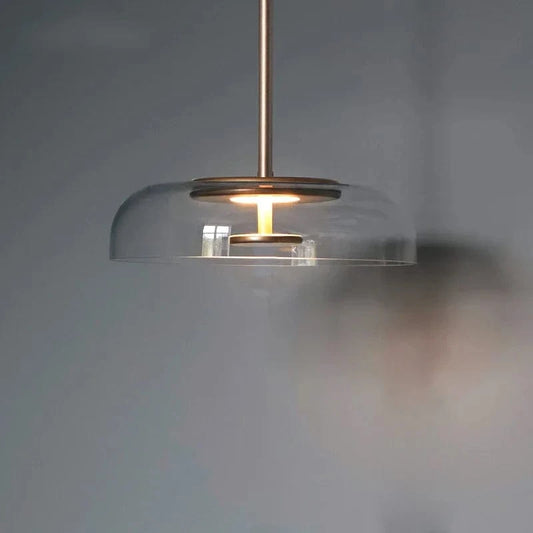 Verthara Modern Glass Pendant Light for Kitchen and Home – LED Hanging Light in Gray and Brown Finish