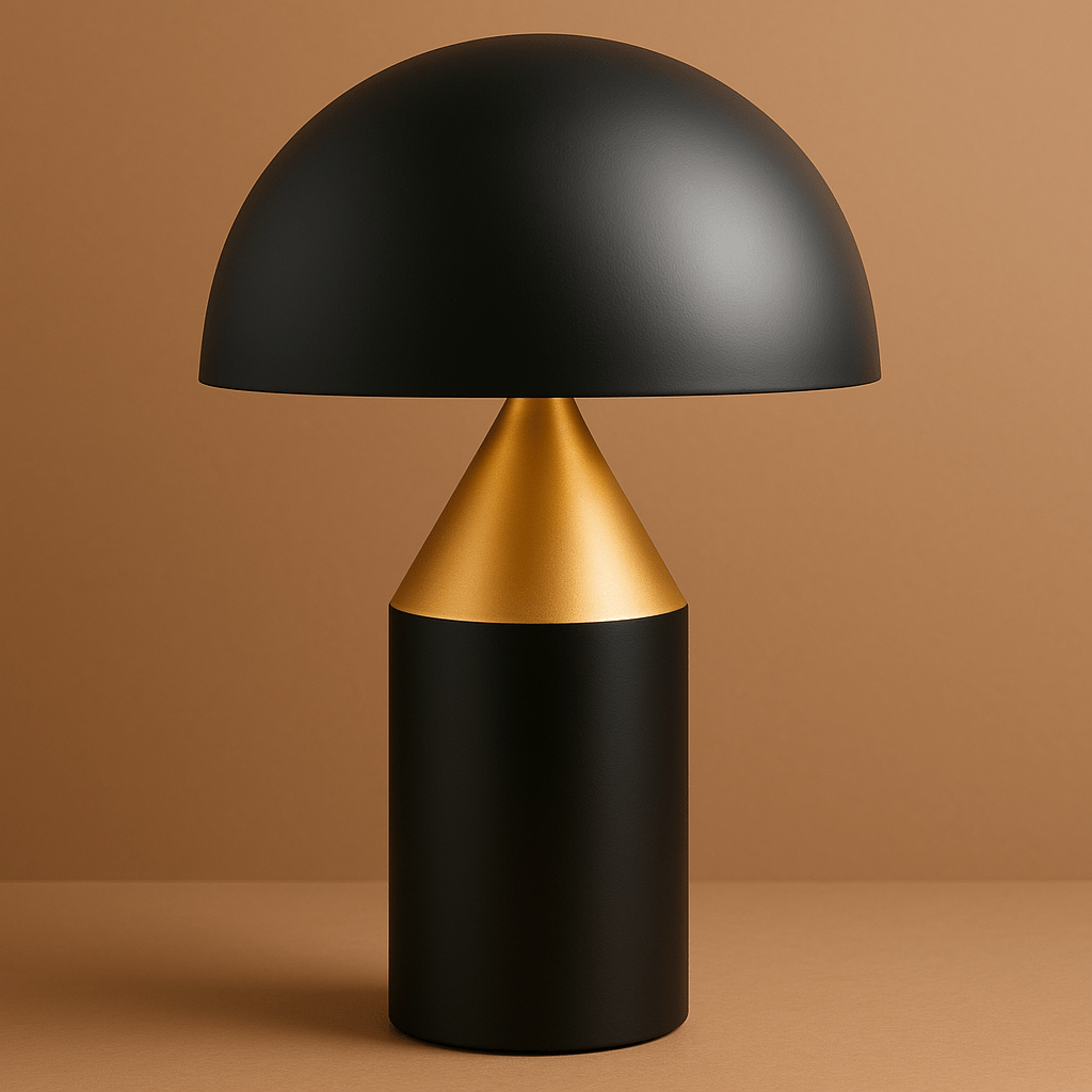 Verthara Modern Iron Mushroom Table Lamp 25cm / Black + Gold