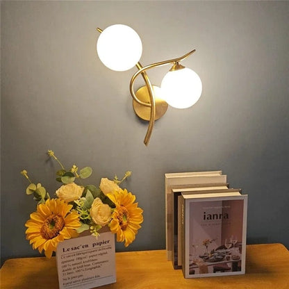 Verthara Modern Iron Wall Lamp with Glass Ball Shade – LED Wall Lights for Indoor Bedroom and Corridor Sconces
