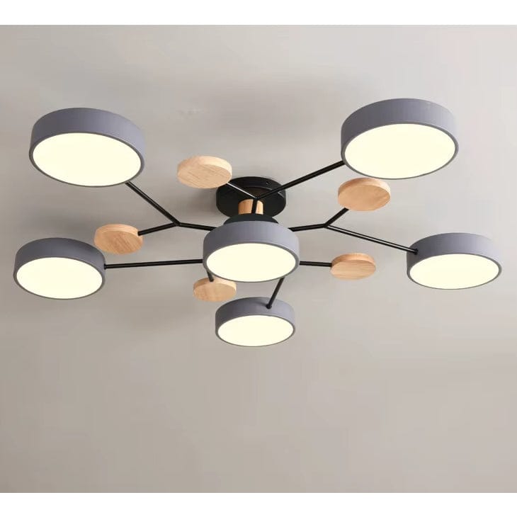 Verthara Modern LED Chandelier - Indoor Lighting - Adjustable Colour Temperature - Three Light Modes - Stylish Metal And Glass Design - 16cm Height 3 color Dimmable / Gray 6 light