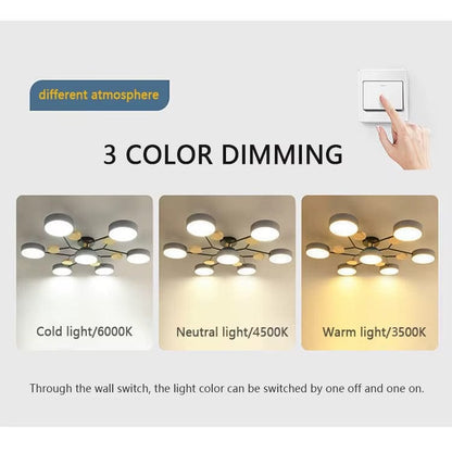 Verthara Modern LED Chandelier - Indoor Lighting - Adjustable Colour Temperature - Three Light Modes - Stylish Metal And Glass Design - 16cm Height