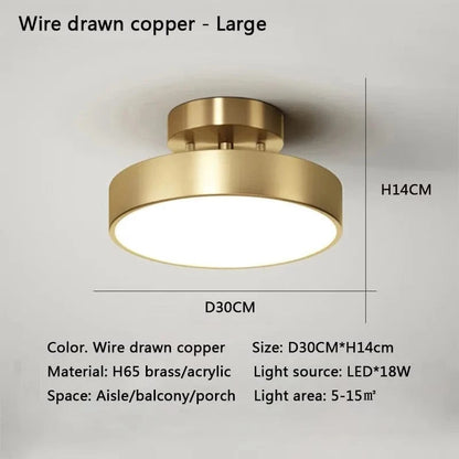 Verthara Modern LED Flush Mount Ceiling Light - Dimmable - Adjustable Colour Temperature - Copper Finish - Suitable for Bedroom, Living Room, and Corridor Gold 30CM / Warm white