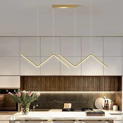Verthara Modern LED Pendant Light - Adjustable Height - Dimmable - Black Aluminium - Cool/Warm/Neutral Tones - Indoor Lighting Gold / Stepless dimming-RC