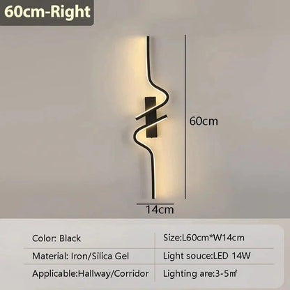 Verthara Modern LED Wall Lamp - Adjustable Black Aluminum Mirror Wall Sconce Lighting for Living Room and Bedroom Warm Light / 60cm Right
