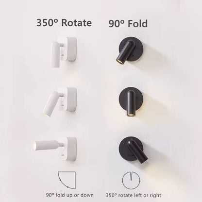 Verthara Modern LED Wall Lamp with 350º Rotation – Space-Saving Wall Sconce Light for Bedroom and Study, Warm White 3W Lighting