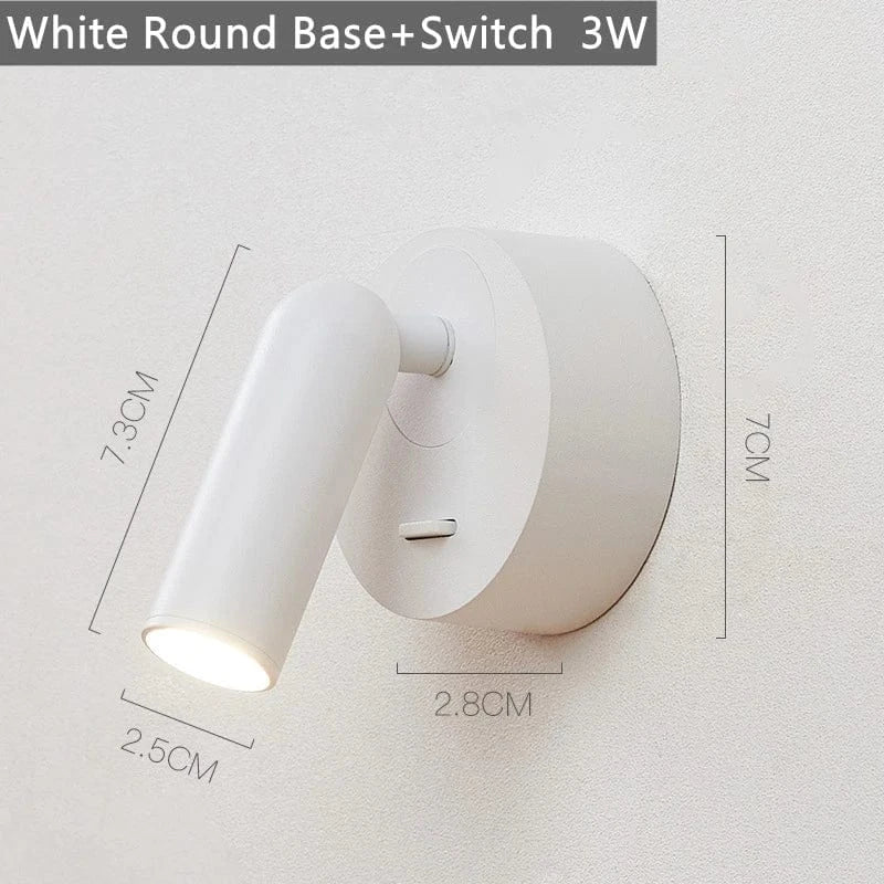 Verthara Modern LED Wall Lamp with 350º Rotation – Space-Saving Wall Sconce Light for Bedroom and Study, Warm White 3W Lighting