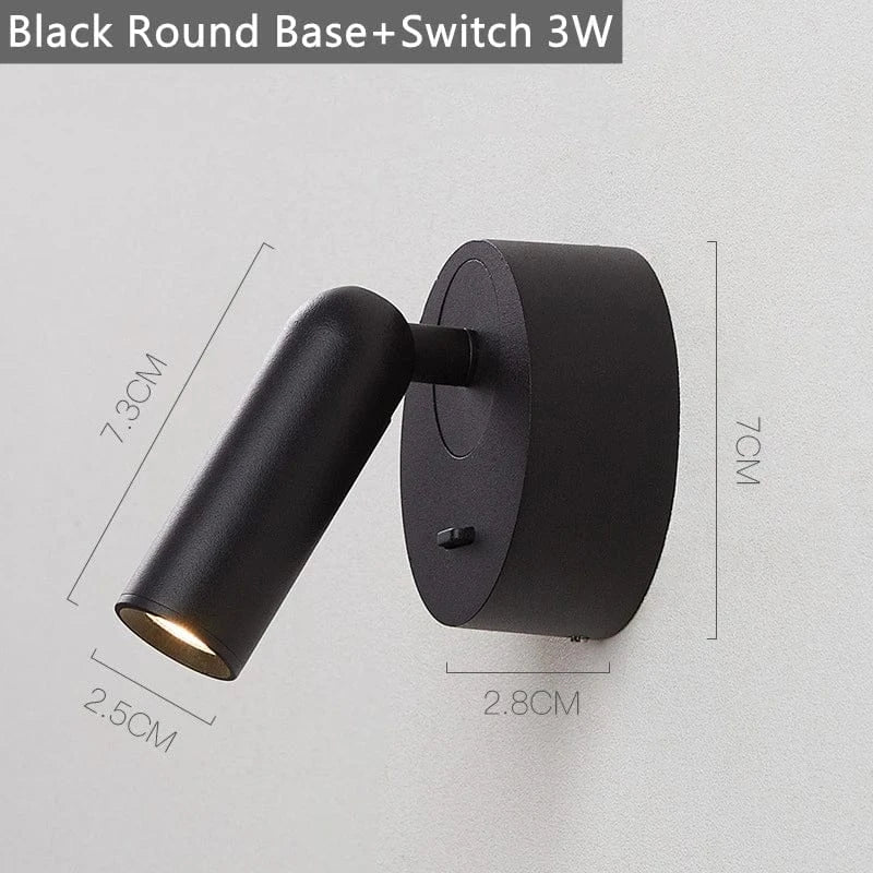 Verthara Modern LED Wall Lamp with 350º Rotation – Space-Saving Wall Sconce Light for Bedroom and Study, Warm White 3W Lighting