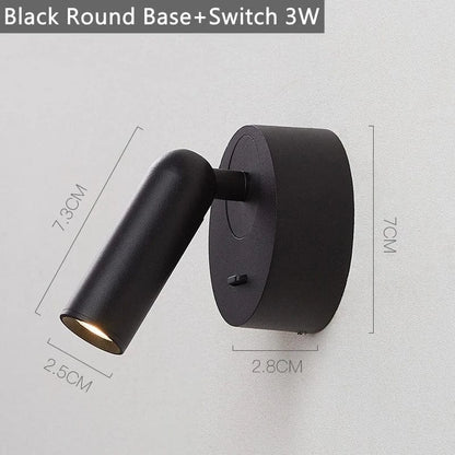 Verthara Modern LED Wall Lamp with 350º Rotation – Space-Saving Wall Sconce Light for Bedroom and Study, Warm White 3W Lighting