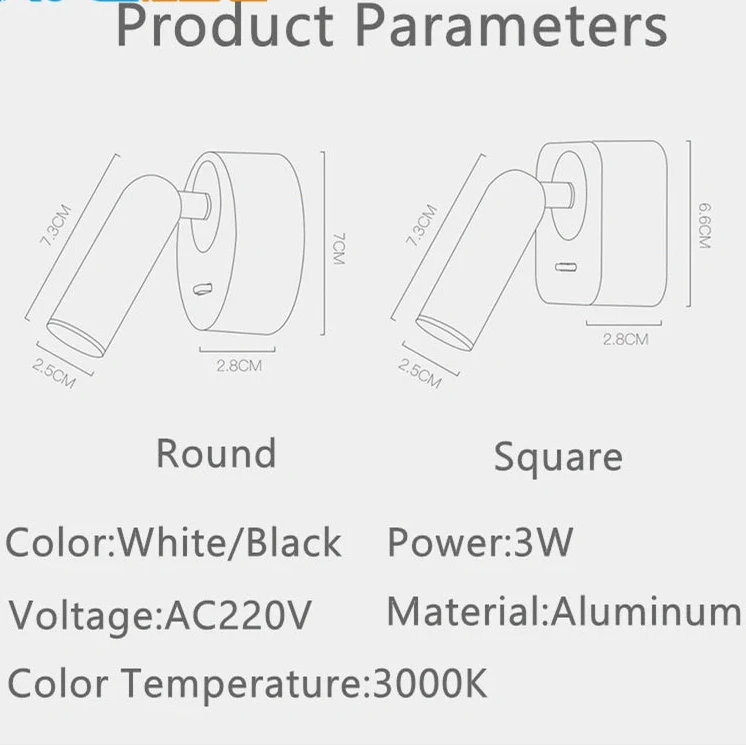 Verthara Modern LED Wall Lamp with 350º Rotation – Space-Saving Wall Sconce Light for Bedroom and Study, Warm White 3W Lighting