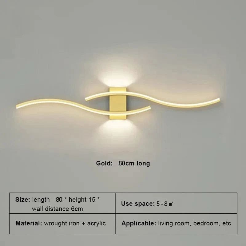 Verthara Modern LED Wall Lamp with Remote Control – Adjustable Length and Color for Indoor Wall Lighting and Sconce Use Gold 80cm / Warm White No RC