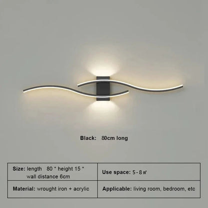 Verthara Modern LED Wall Lamp with Remote Control – Adjustable Length and Color for Indoor Wall Lighting and Sconce Use Black 80cm / Stepless Dimming-RC