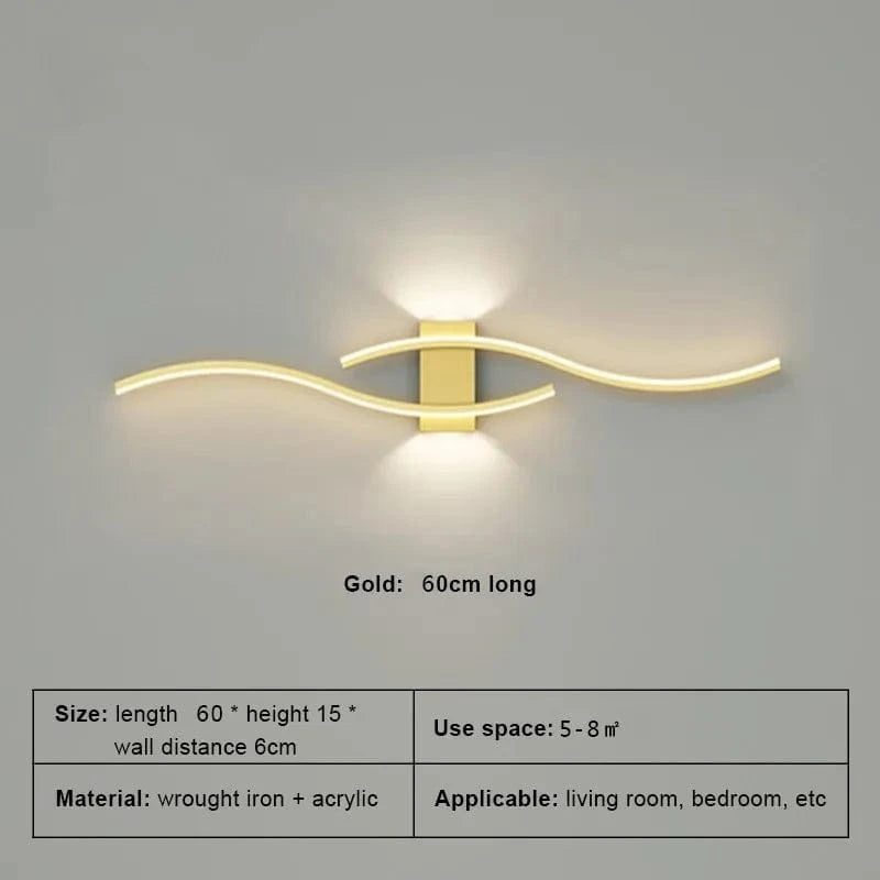 Verthara Modern LED Wall Lamp with Remote Control – Adjustable Length and Color for Indoor Wall Lighting and Sconce Use Gold 60cm / Warm White No RC