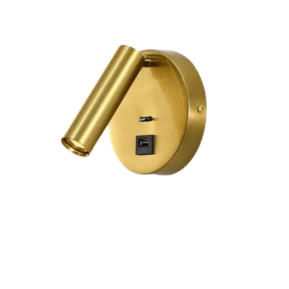 Verthara Modern LED Wall Light With Switch - Indoor - Adjustable - USB Charging - 350° Rotation - Black/Copper Finish Copper-Usb-Button