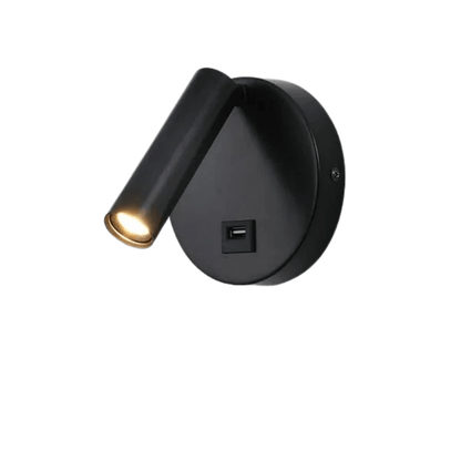 Verthara Modern LED Wall Light With Switch - Indoor - Adjustable - USB Charging - 350° Rotation - Black/Copper Finish Black-Usb