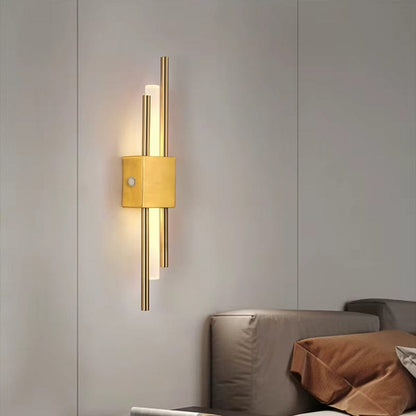 Verthara Modern LED Wall Light With USB Charging - Dimmable - Adjustable Warm Light - Acrylic Shade - Indoor Use - Gold Finish Right plug in