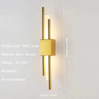 Verthara Modern LED Wall Light With USB Charging - Dimmable - Adjustable Warm Light - Acrylic Shade - Indoor Use - Gold Finish