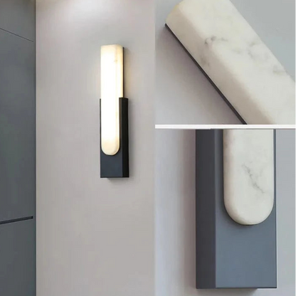 Verthara Modern LED Wall Sconce - 19.6 Marble Wall Light for Living Room and Hallway Indoor Lighting
