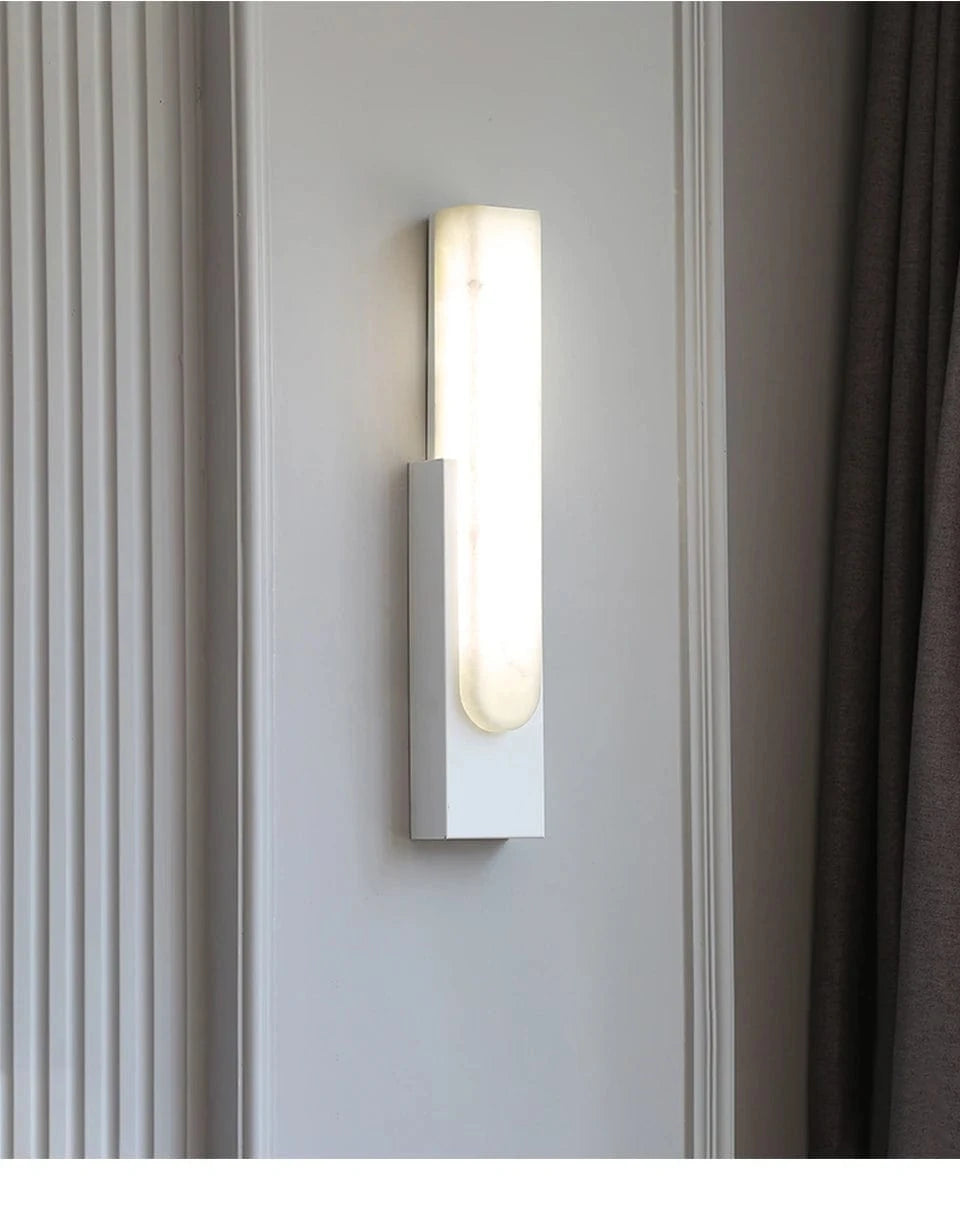 Verthara Modern LED Wall Sconce - 19.6 Marble Wall Light for Living Room and Hallway Indoor Lighting Nature White(3500-5500K) / White