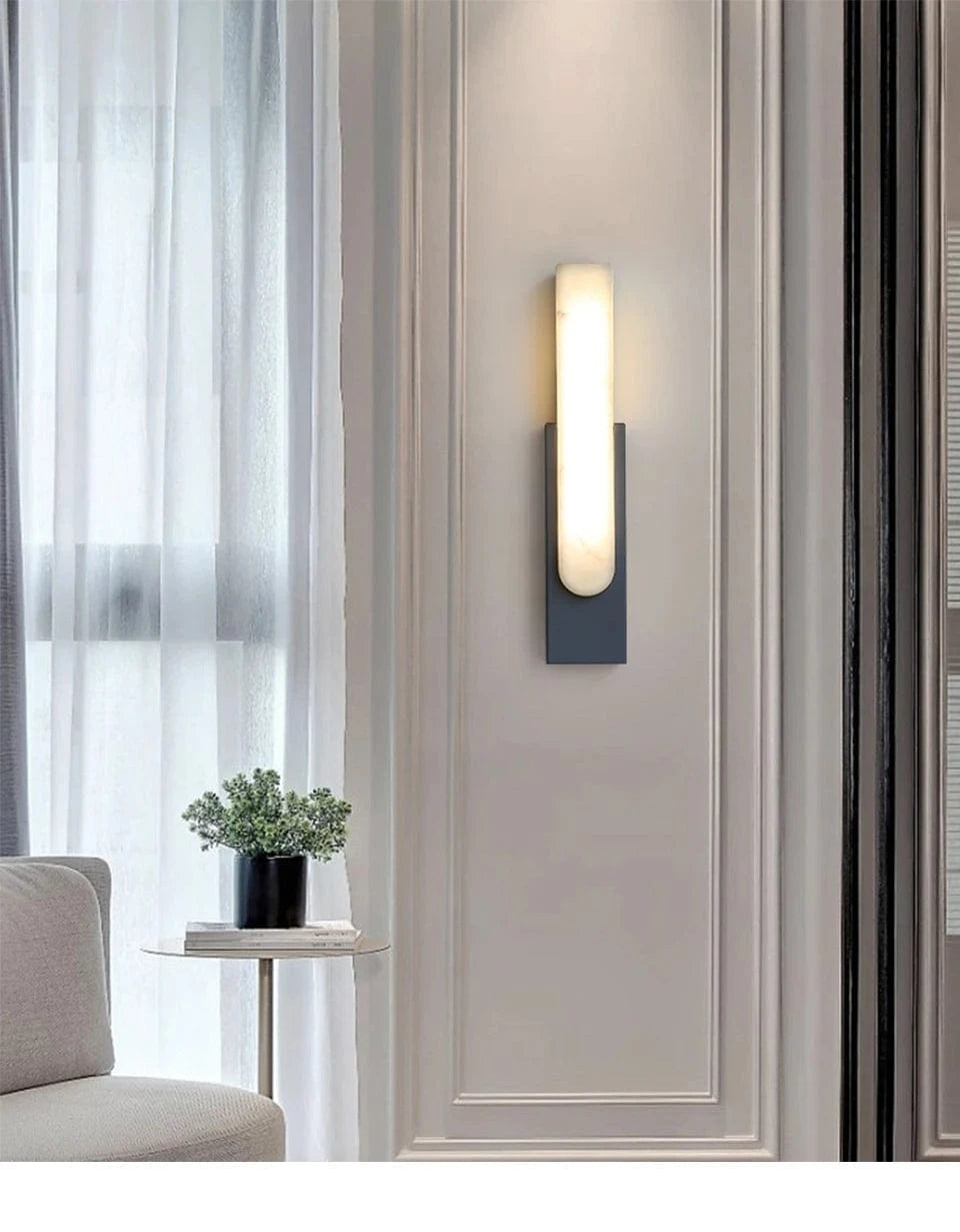 Verthara Modern LED Wall Sconce - 19.6 Marble Wall Light for Living Room and Hallway Indoor Lighting